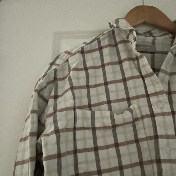 Everlane The Boxy Flannel Shirt Tobacco Plaid Seafoam - Picture 9 of 9
